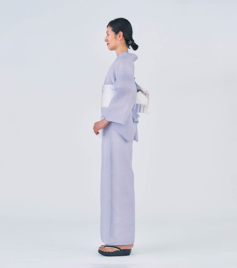 Y25 伊勢型写し浴衣「七宝繋ぎ」藤紫（2枚目）