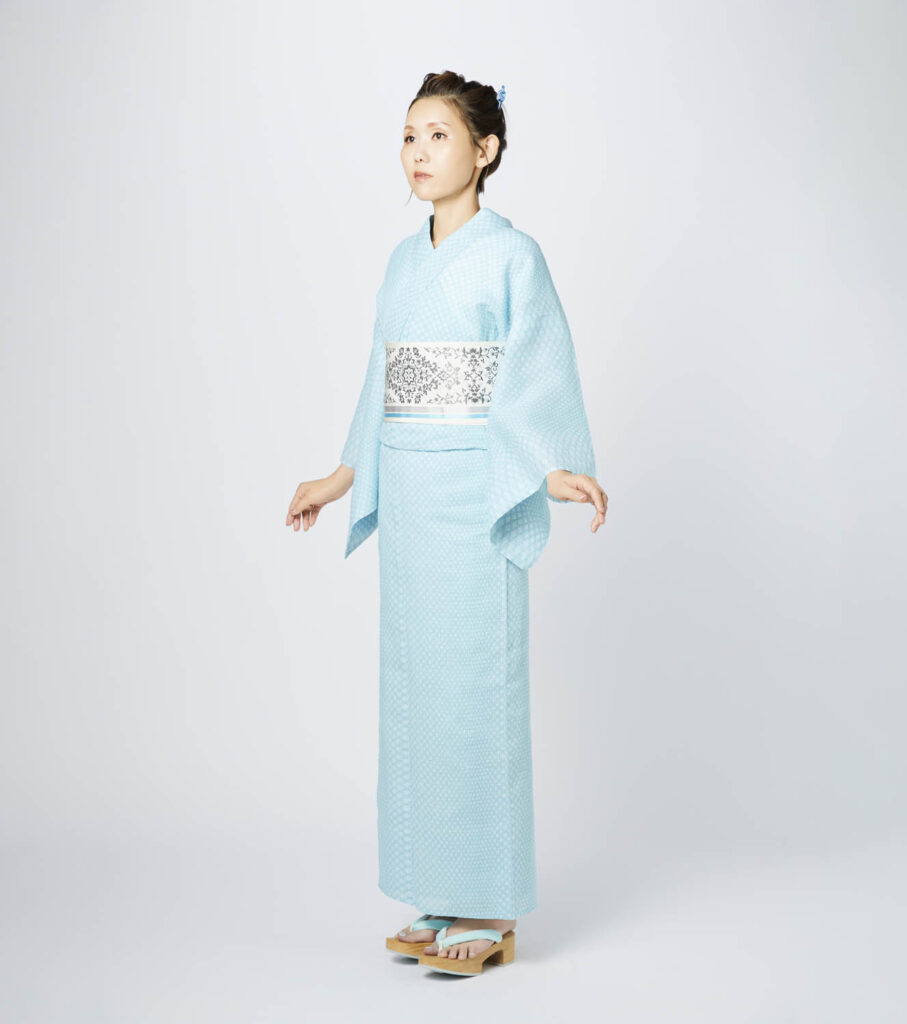 Y5 伊勢型写し浴衣「七宝繋ぎ」瓶覗